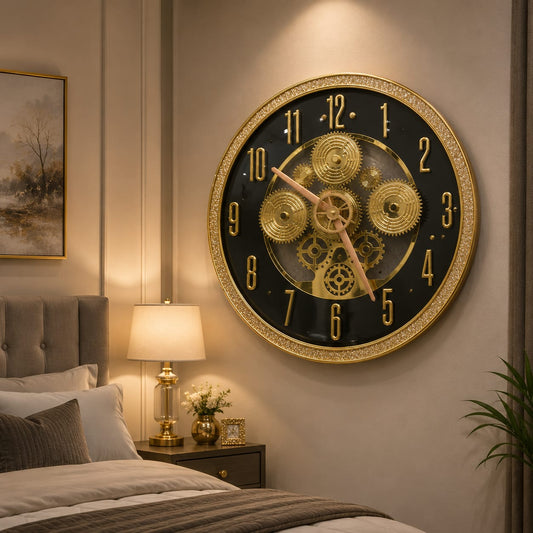 Luxury Golden Gear Wall Clock #9