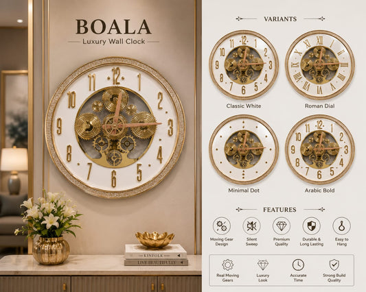 BOALA Luxury Moving Gear Wall Clock #11